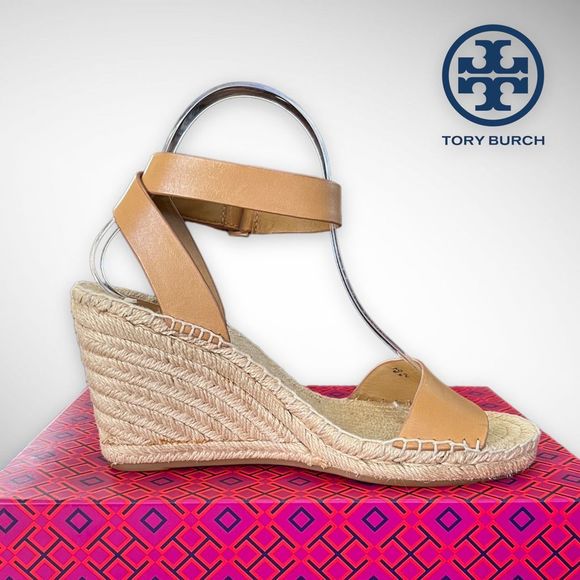 Tory Burch Bima 2 Espadrille Wedge 90mm Heel 8(M) Sandal Natural Vachetta $298 - Picture 6 of 14